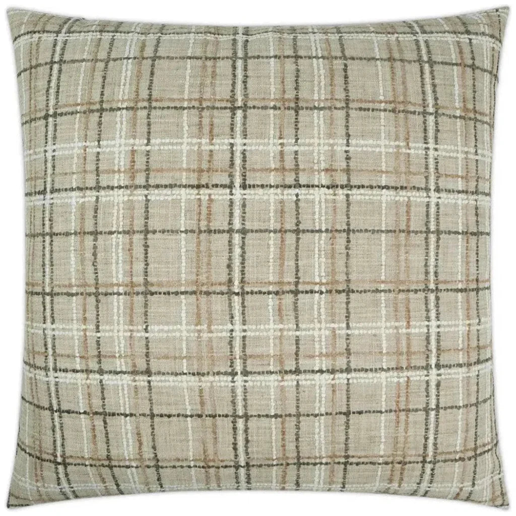Foothills Plaid Check Taupe Large Throw Pillow Insert - LOOMLAN - D.V. Kap - Throw Pillows