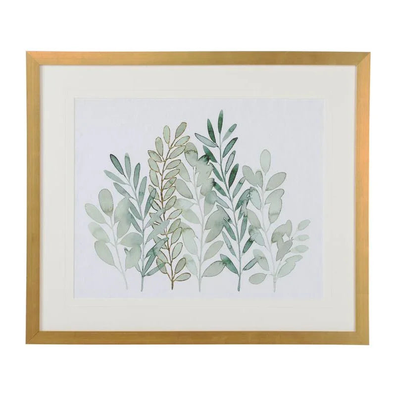 Foraged Greens Gold Framed Artwork-Framed Wall Art-Chelsea House-Foraged I-LOOMLAN