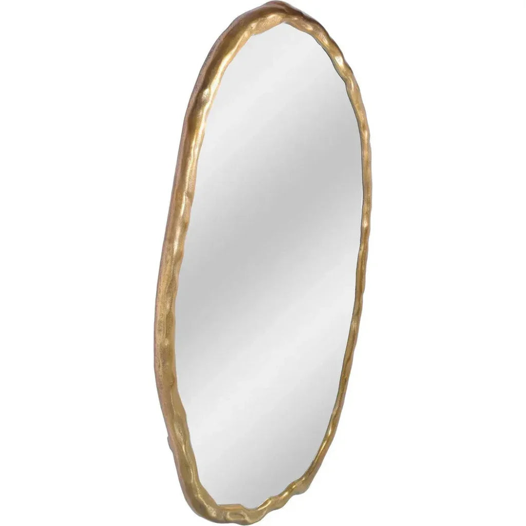 Foundry Aluminum Gold Oval Wall Mirror - LOOMLAN - Moe's Home - Wall Mirrors