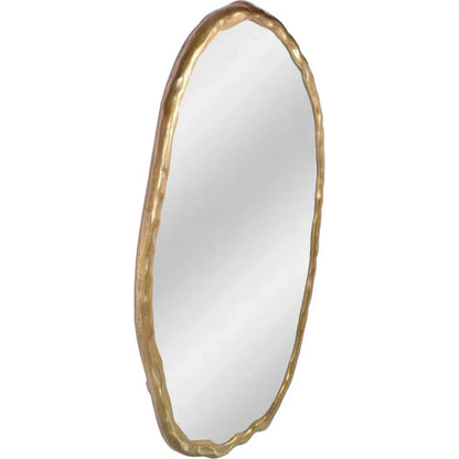 Foundry Aluminum Gold Oval Wall Mirror - LOOMLAN - Moe's Home - Wall Mirrors