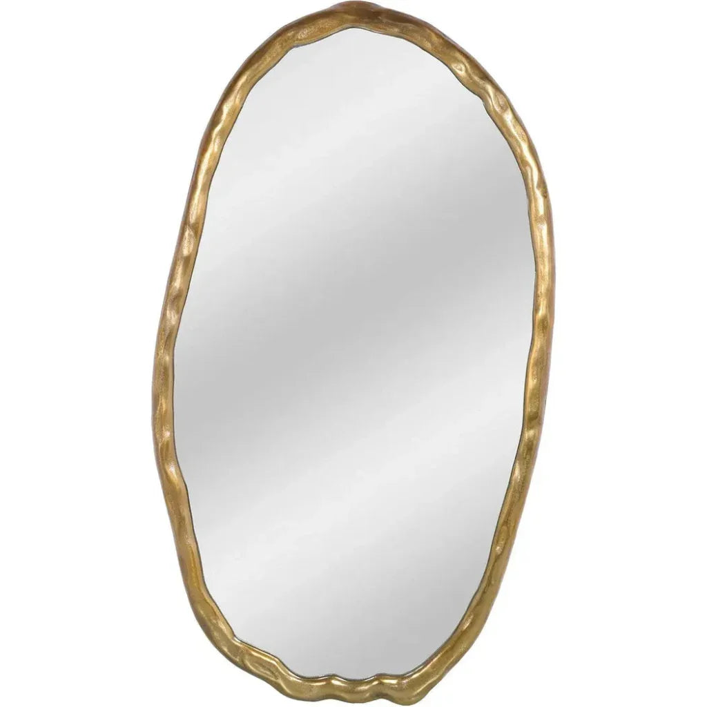 Foundry Aluminum Gold Oval Wall Mirror - LOOMLAN - Moe's Home - Wall Mirrors