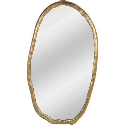 Foundry Aluminum Gold Oval Wall Mirror - LOOMLAN - Moe's Home - Wall Mirrors