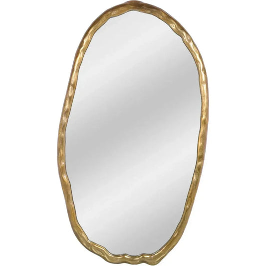 Foundry Aluminum Gold Oval Wall Mirror - LOOMLAN - Moe's Home - Wall Mirrors