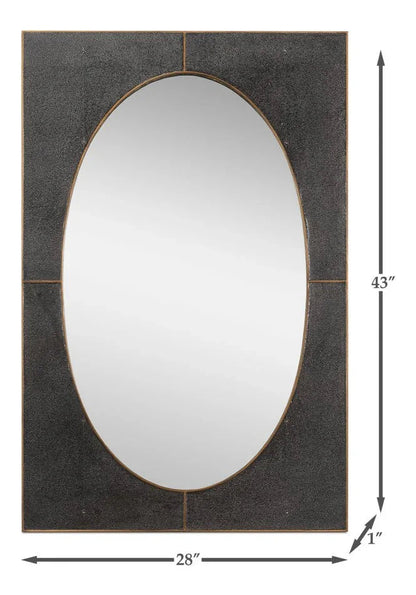 Francis Shagreen Leather Warpped Wall Mirror - LOOMLAN - Sarreid - Wall Mirrors