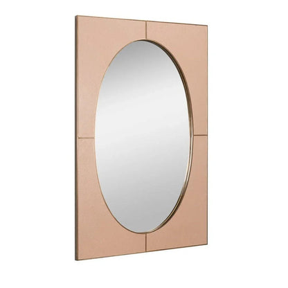 Francis Shagreen Leather Warpped Wall Mirror - LOOMLAN - Sarreid - Wall Mirrors