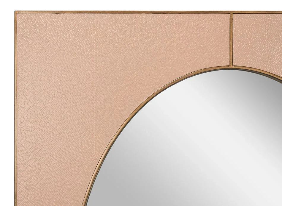Francis Shagreen Leather Warpped Wall Mirror - LOOMLAN - Sarreid - Wall Mirrors