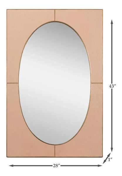 Francis Shagreen Leather Warpped Wall Mirror - LOOMLAN - Sarreid - Wall Mirrors