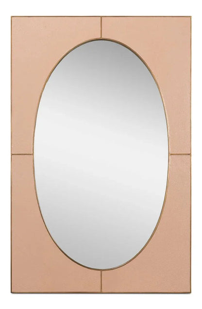 Francis Shagreen Leather Warpped Wall Mirror - LOOMLAN - Sarreid - Wall Mirrors