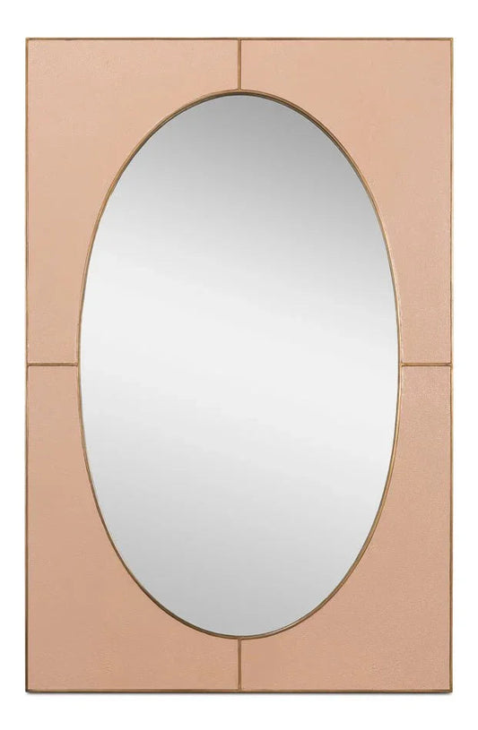 Francis Shagreen Leather Warpped Wall Mirror - LOOMLAN - Sarreid - Wall Mirrors