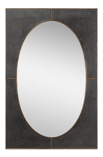 Francis Shagreen Leather Warpped Wall Mirror - LOOMLAN - Sarreid - Wall Mirrors