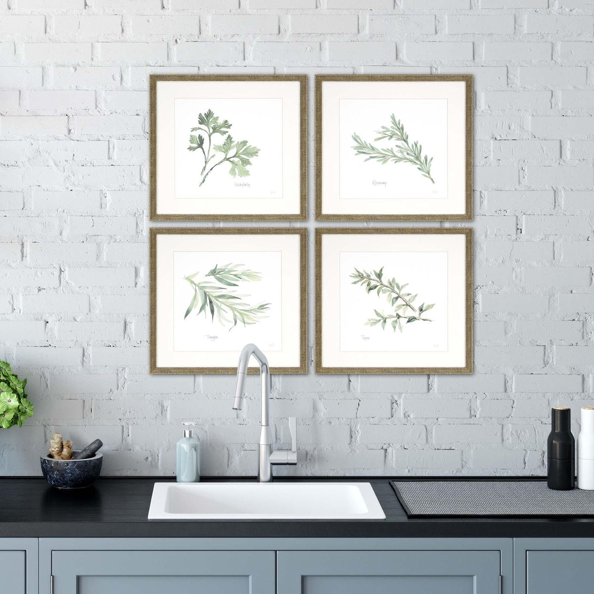 Fresh Herbs Green Framed Wall Art 4PC -- view 2