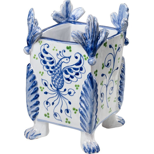 Abigails Garden Party Ceramic Cachepot with Blue Phoenix