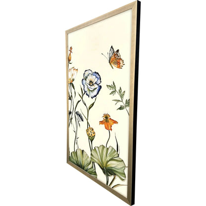 Garden of Eden Wood Frame Blue Canvas Art