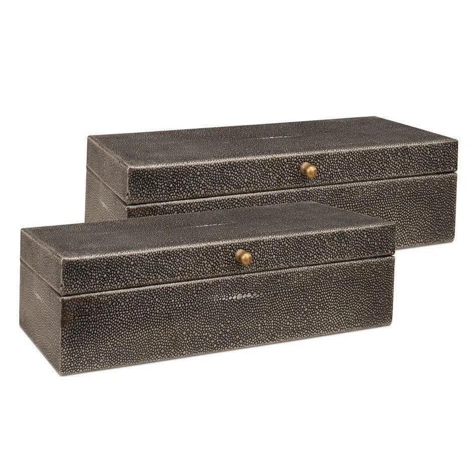 Gastsburg Leather Antique Grey Shagreen Box 2PC