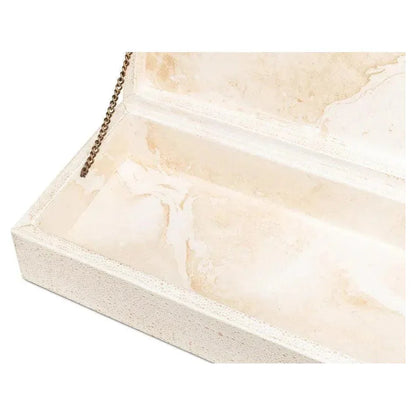Gastsburg Leather Osprey White Shagreen Box 2PC - LOOMLAN - Sarreid - Boxes & Bowls