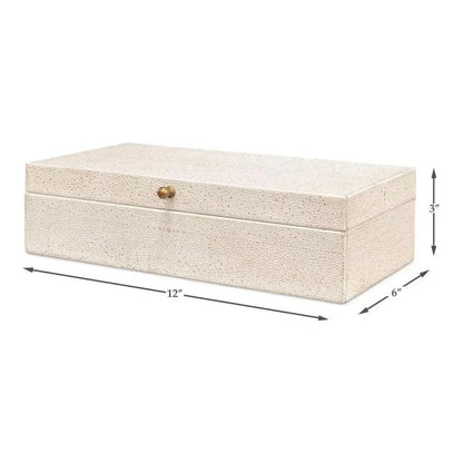 Gastsburg Leather Osprey White Shagreen Box 2PC - LOOMLAN - Sarreid - Boxes & Bowls