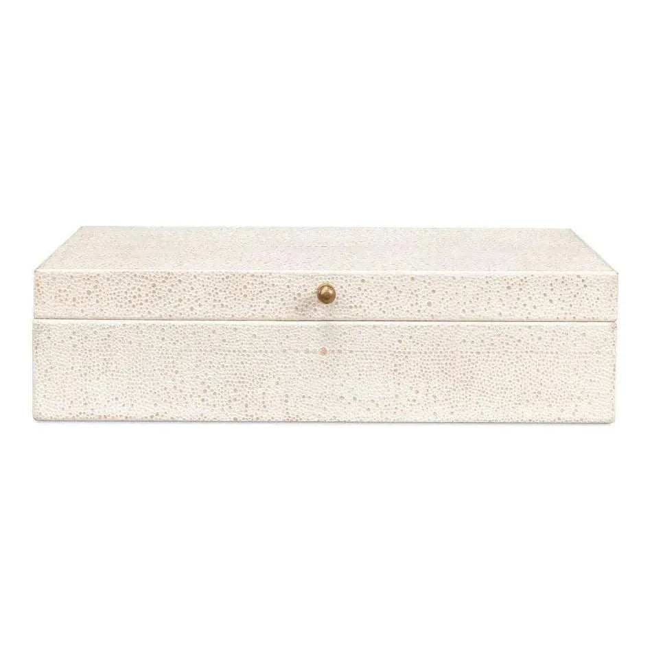 Gastsburg Leather Osprey White Shagreen Box 2PC - LOOMLAN - Sarreid - Boxes & Bowls