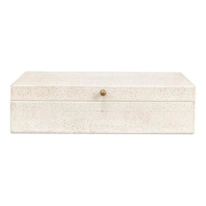 Gastsburg Leather Osprey White Shagreen Box 2PC - LOOMLAN - Sarreid - Boxes & Bowls