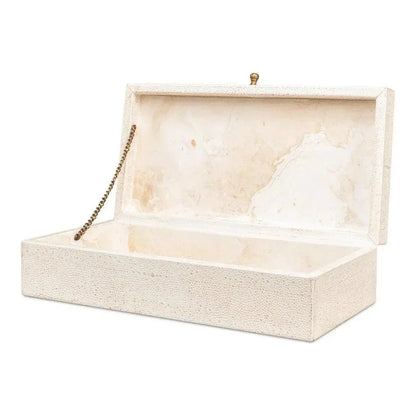 Gastsburg Leather Osprey White Shagreen Box 2PC - LOOMLAN - Sarreid - Boxes & Bowls