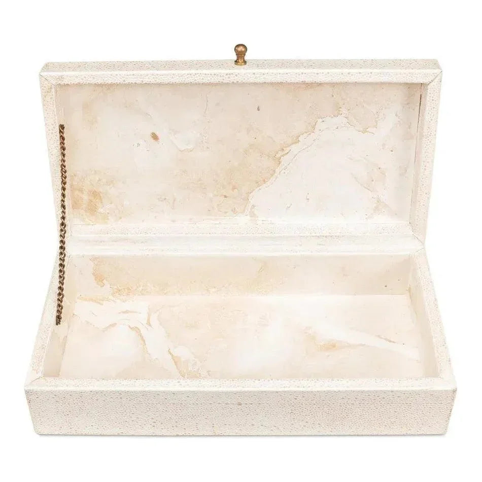 Gastsburg Leather Osprey White Shagreen Box 2PC - LOOMLAN - Sarreid - Boxes & Bowls