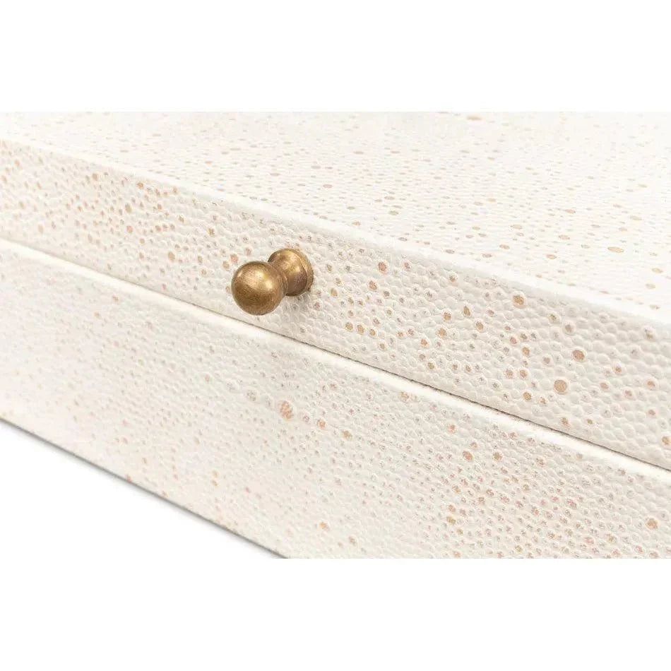 Gastsburg Leather Osprey White Shagreen Box 2PC - LOOMLAN - Sarreid - Boxes & Bowls