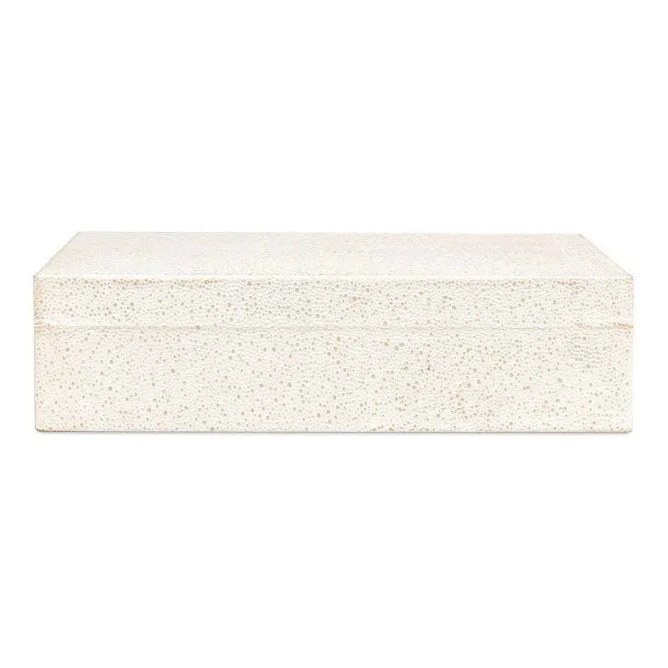 Gastsburg Leather Osprey White Shagreen Box 2PC - LOOMLAN - Sarreid - Boxes & Bowls