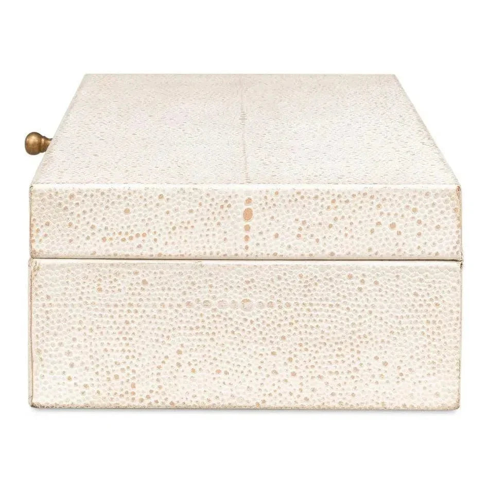 Gastsburg Leather Osprey White Shagreen Box 2PC - LOOMLAN - Sarreid - Boxes & Bowls