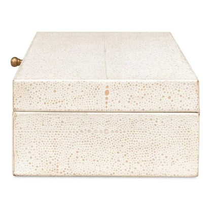 Gastsburg Leather Osprey White Shagreen Box 2PC - LOOMLAN - Sarreid - Boxes & Bowls