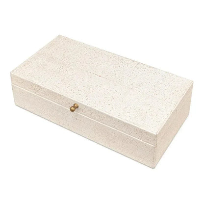 Gastsburg Leather Osprey White Shagreen Box 2PC - LOOMLAN - Sarreid - Boxes & Bowls