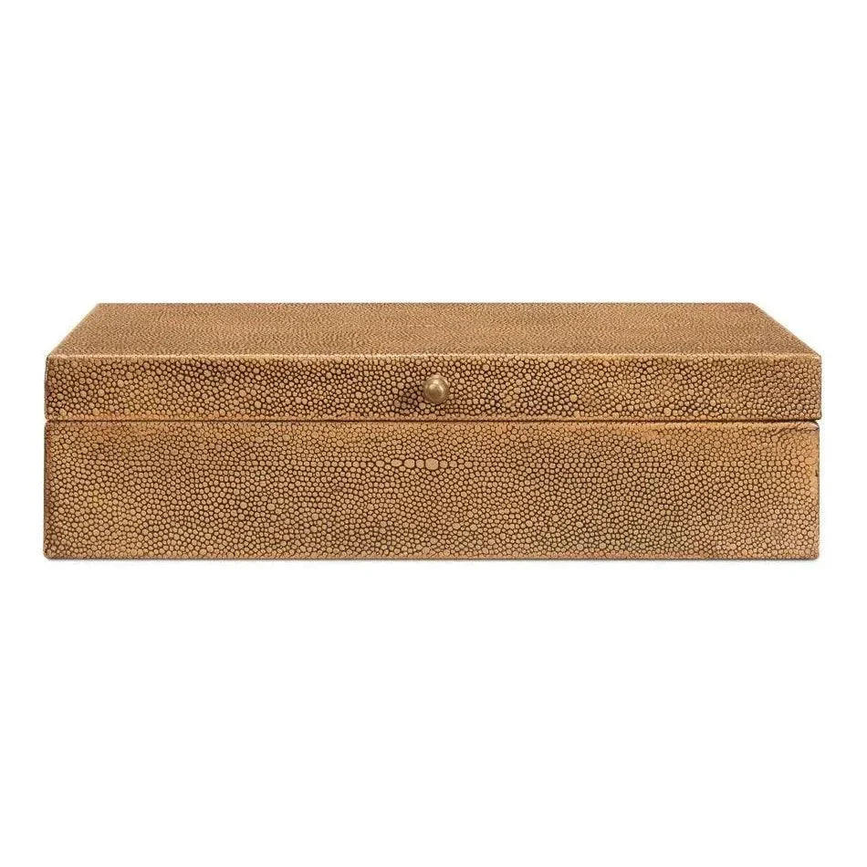Gastsburg Leather & Paper Liner Brown Shagreen Box 2PC - LOOMLAN - Sarreid - Boxes & Bowls