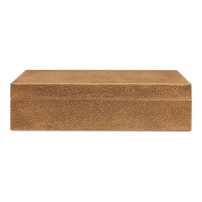 Gastsburg Leather & Paper Liner Brown Shagreen Box 2PC - LOOMLAN - Sarreid - Boxes & Bowls