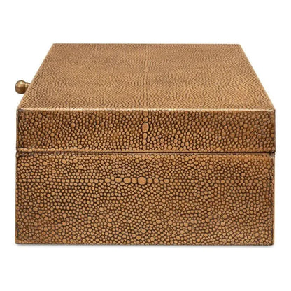 Gastsburg Leather & Paper Liner Brown Shagreen Box 2PC - LOOMLAN - Sarreid - Boxes & Bowls