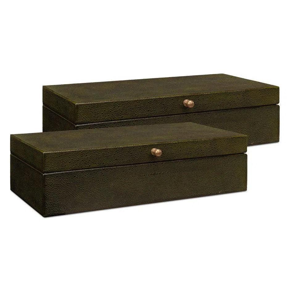 Gastsburg Leather & Paper Liner Green Shagreen Box 2PC