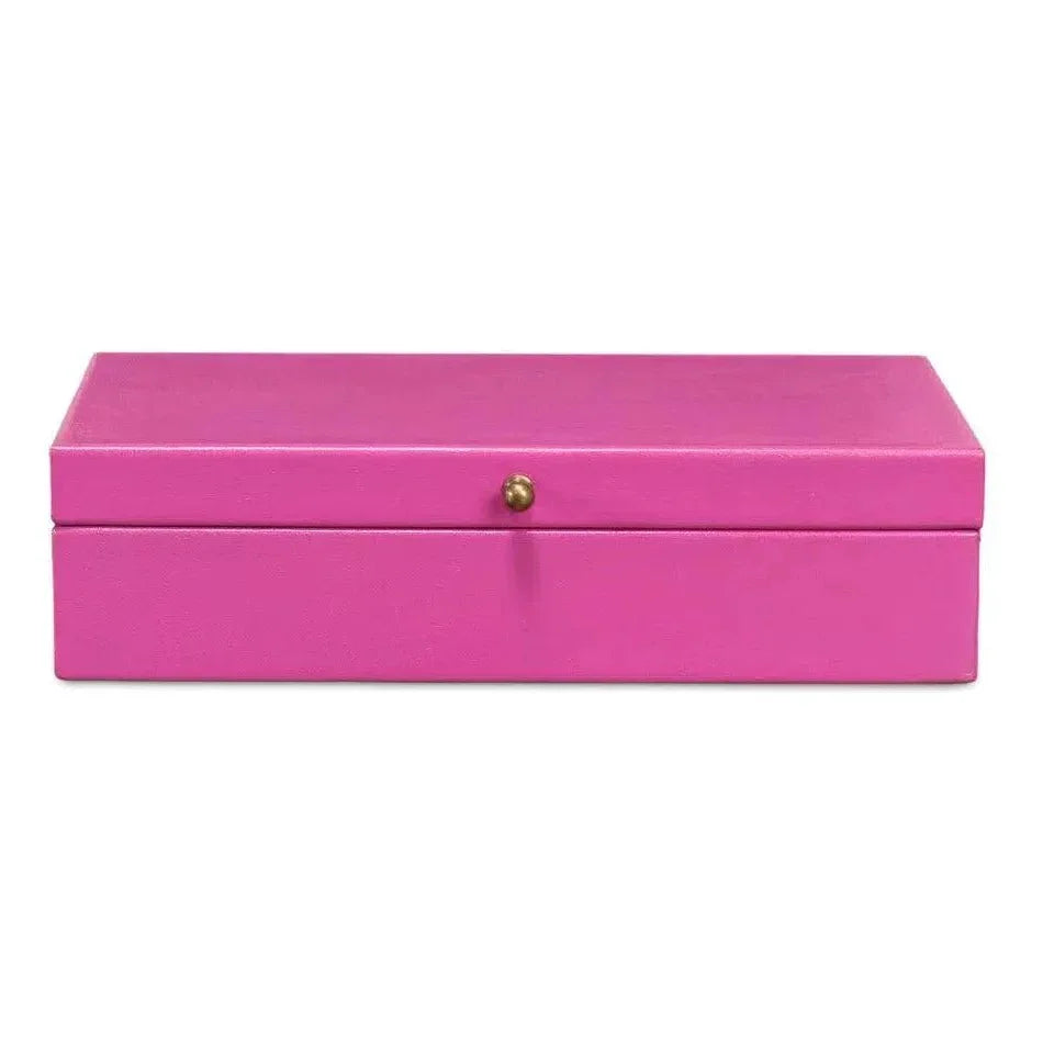Gastsburg Leather & Paper Liner Pink Shagreen Box 2PC - LOOMLAN - Sarreid - Boxes & Bowls