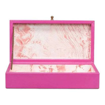 Gastsburg Leather & Paper Liner Pink Shagreen Box 2PC - LOOMLAN - Sarreid - Boxes & Bowls