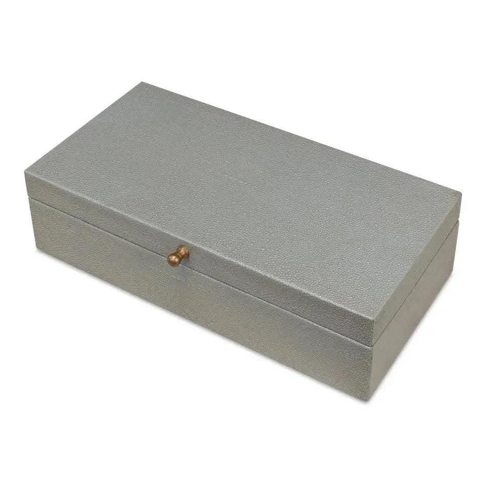 Gastsburg Leather Storm Grey Shagreen Box 2PC - LOOMLAN - Sarreid - Boxes & Bowls
