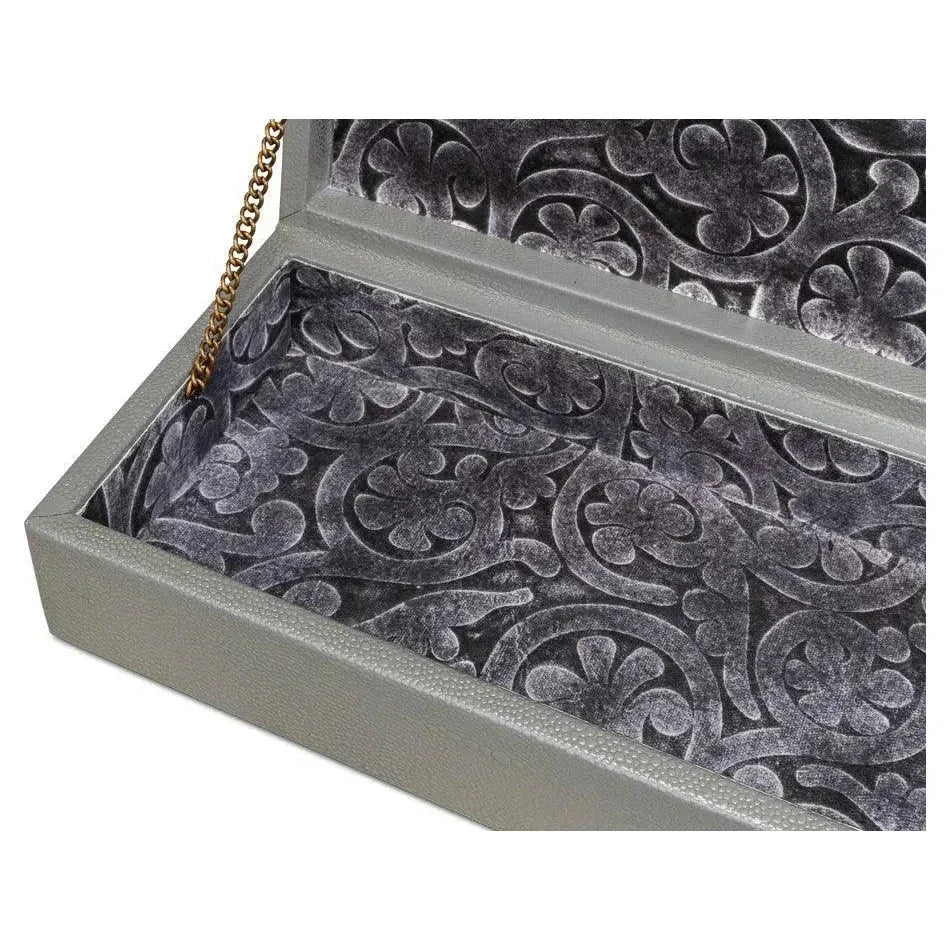 Gastsburg Leather Storm Grey Shagreen Box 2PC - LOOMLAN - Sarreid - Boxes & Bowls