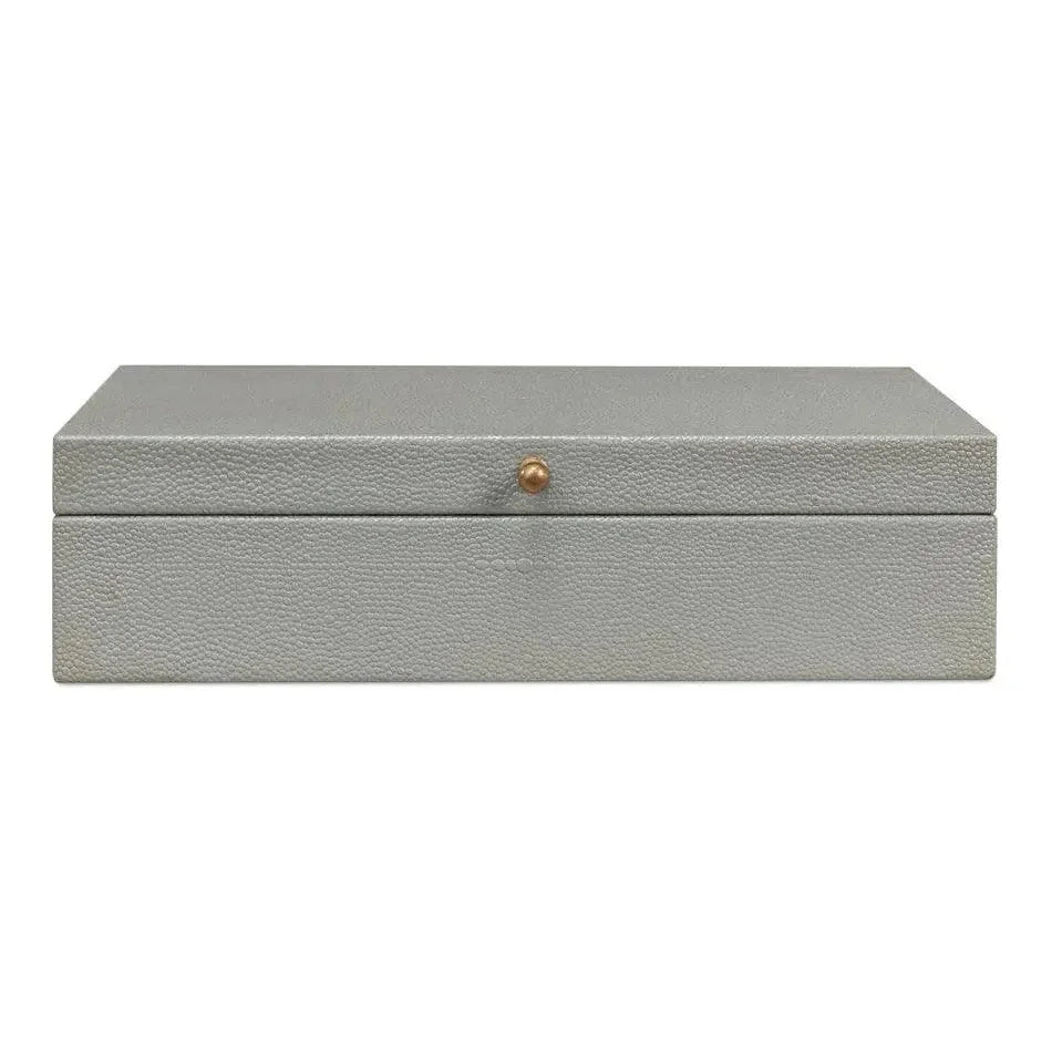 Gastsburg Leather Storm Grey Shagreen Box 2PC - LOOMLAN - Sarreid - Boxes & Bowls