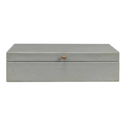 Gastsburg Leather Storm Grey Shagreen Box 2PC - LOOMLAN - Sarreid - Boxes & Bowls