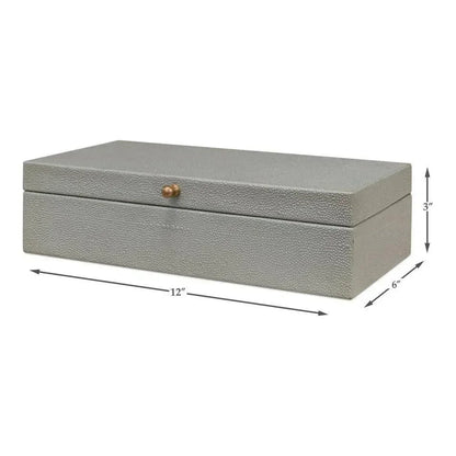 Gastsburg Leather Storm Grey Shagreen Box 2PC - LOOMLAN - Sarreid - Boxes & Bowls