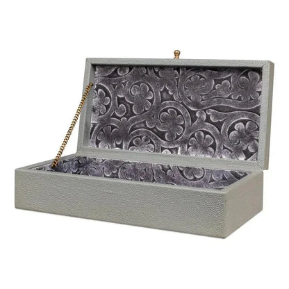 Gastsburg Leather Storm Grey Shagreen Box 2PC - LOOMLAN - Sarreid - Boxes & Bowls