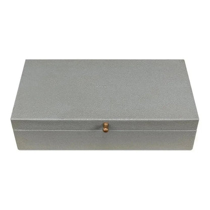 Gastsburg Leather Storm Grey Shagreen Box 2PC - LOOMLAN - Sarreid - Boxes & Bowls