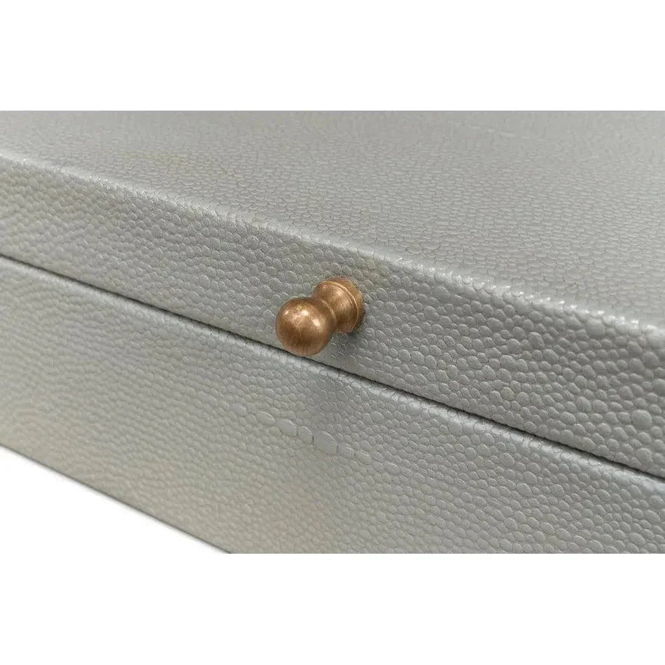 Gastsburg Leather Storm Grey Shagreen Box 2PC - LOOMLAN - Sarreid - Boxes & Bowls