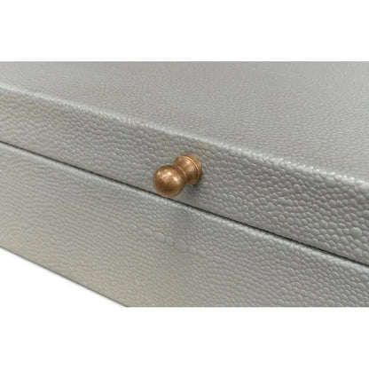 Gastsburg Leather Storm Grey Shagreen Box 2PC - LOOMLAN - Sarreid - Boxes & Bowls
