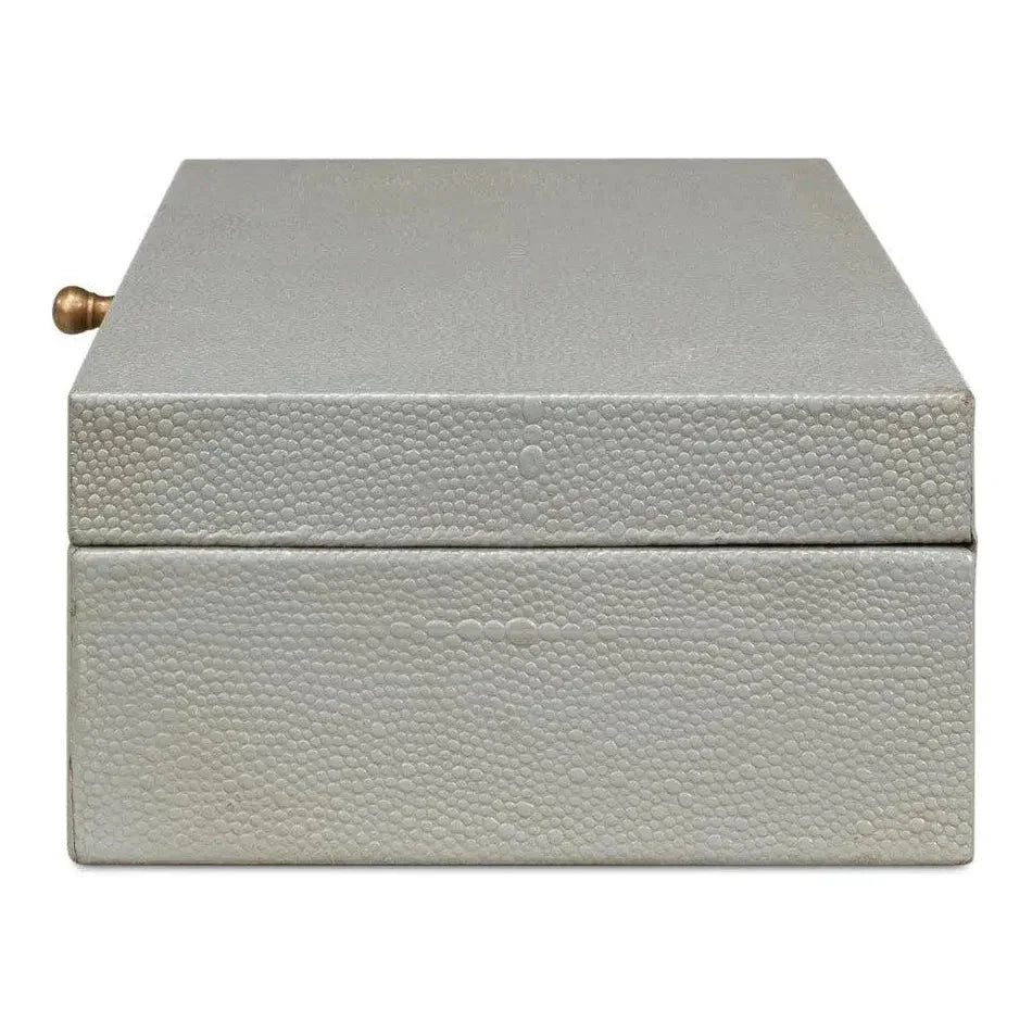 Gastsburg Leather Storm Grey Shagreen Box 2PC - LOOMLAN - Sarreid - Boxes & Bowls