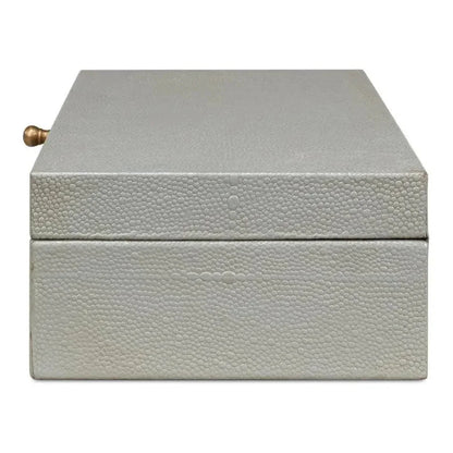 Gastsburg Leather Storm Grey Shagreen Box 2PC - LOOMLAN - Sarreid - Boxes & Bowls