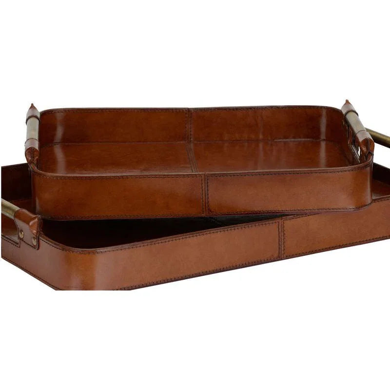 Gentleman Rich Leather Tray (Set of 2) - LOOMLAN - Trays
