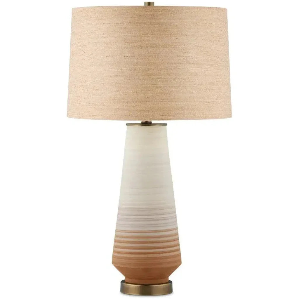 Geologie Porcelain & Metal Beige Table Lamp - LOOMLAN - Currey & Co - Table Lamps