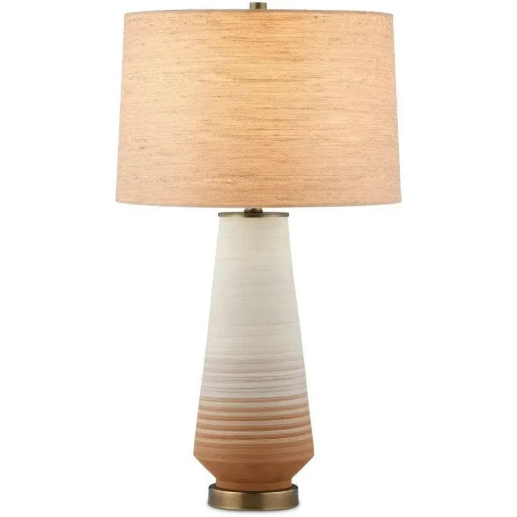 Geologie Porcelain & Metal Beige Table Lamp - LOOMLAN - Currey & Co - Table Lamps