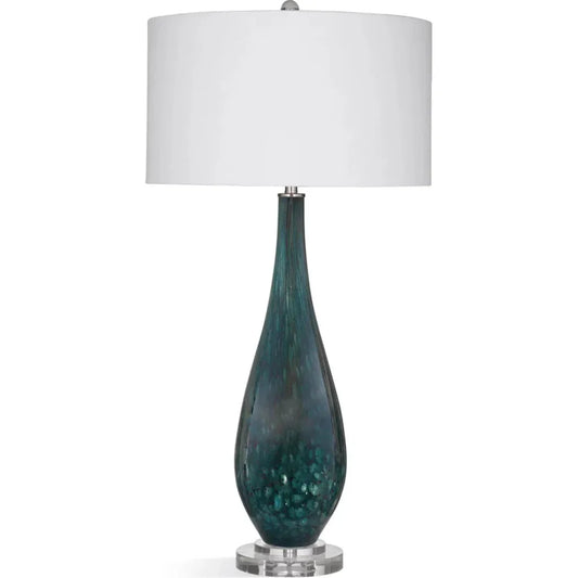 Glaize Glass and Crystal Blue Table Lamp - LOOMLAN - Bassett Mirror - Table Lamps